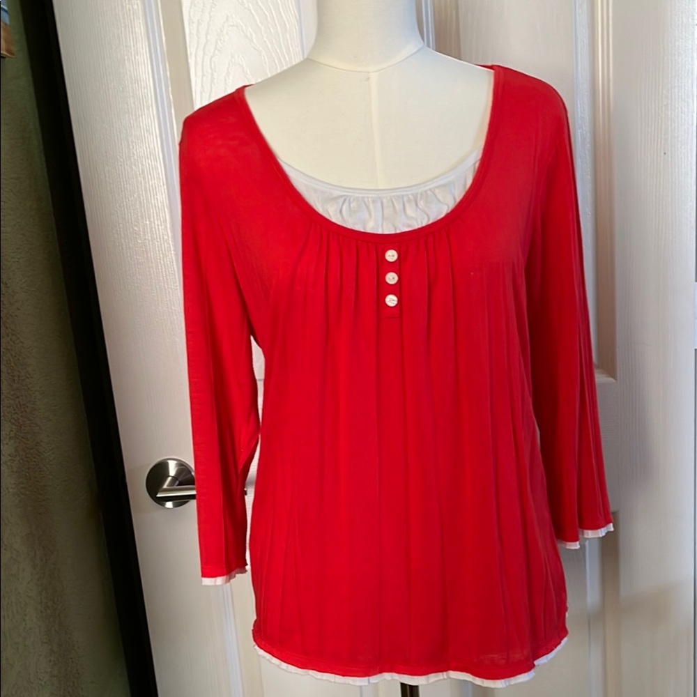 Chico's Vibrant Orange Blouse with Button Detail